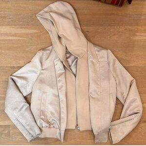 A.L.C. Cream Hooded Cropped Jacket